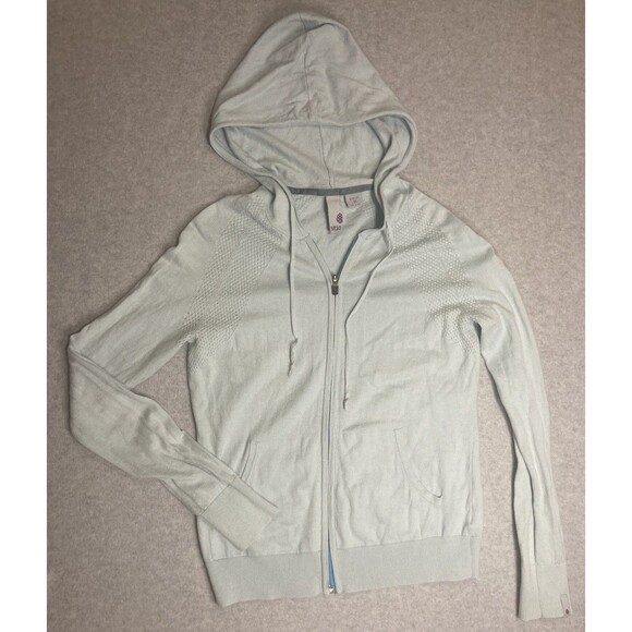 Stio Tops - Stio W Sz M Full Zip Sweater Knit Hoodie Cotton Wool Blend Teal Light Blue
